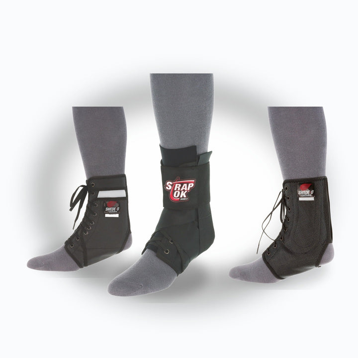 Own Your Recovery Bundle with Swede-O Ankle Lok (Knit Tongue), Strap Lok, and Trim Lok ankle braces