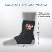 Swede-O Strap Lok ankle brace product measurement view for medium size